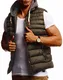 Leif Nelson Herren Weste Outdoor Sommer Steppweste Schwarze Daunenweste abnehmbare Kapuze Vest Sportweste Freizeitjacke für Männer Übergangsjacke Slim Fit LN737 Größe M Khaki