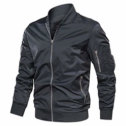 KEFITEVD Herren Bomber Blouson Jacke Dunkelgrau