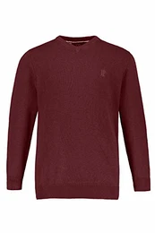 JP 1880 Herren große Größen Pullover, Basic-Form, V-Ausschnitt weinrot-Melange L 723418 80-L