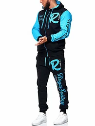 Herren Trainingsanzug Jogginganzug Sportanzug Modell 3677 Schwarz Türkis M
