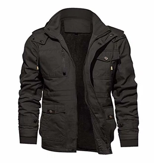 KEFITEVD Herren Wintermantel Parka Jacke Dunkelgrau