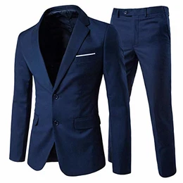 Anzug Herren Anzug 2 Teilig Slim Fit Herrenanzug Hochzeit Anzüge Herren Modern Sakko für Business Dunkelblau(2 Knöpfe) M