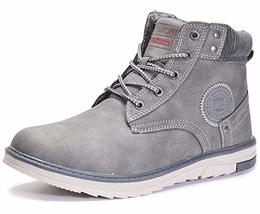 Herren Winterschuhe Warmfutter Gefüttert Schneestiefel Kurzschaft Stiefel Flache rutschfest Trekkingschuhe Winter Schneeboot Grau 42 EU
