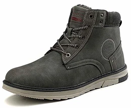 Gaatpot Herren Winterschuhe Warmfutter Gefüttert Schneestiefel Kurzschaft Stiefel Flache rutschfest Trekkingschuhe Winter Schneeboot Grau 43 EU