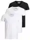 Jack and Jones Herren T-Shirt Basic V-Ausschnitt 3er Pack Einfarbig Slim Fit in Weiß Schwarz Blau Grau