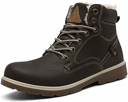 Winterschuhe Herren Winter Stiefel Leder rutschfest Wasserdicht Klassische Boots Warme Gefüttert Winterstiefel Braun gr.43 EU