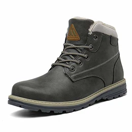 Winterschuhe Herren Gefüttert Winterstiefel Wasserdicht Freizeit Warme Männer Schuhe rutschfest Wander Schuhe Outdoor Leder Boots Grau gr.43 EU
