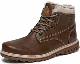 Winterschuhe Herren Gefüttert Winterstiefel Wasserdicht Freizeit Warme Männer Schuhe rutschfest Wander Schuhe Outdoor Leder Boots Braun gr.43 EU