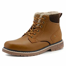 Winterstiefel Herren Kurzschaft Stiefel Warm Gefüttert Winter Boots rutschfest Arbeitsschuhe Braun Gr.43