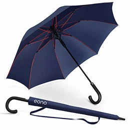 Amazon Brand - Stockschirm Regenschirm Windproof Manuelles Schließen Fiberglas Rippen Golf Umbrella Extra groß Leicht 210T Wasserdichter Golfschirm Herren Damen mit rutschsicherem Griff