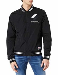 Mens Nylon Varsity Jacket, Black, M