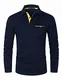 GHYUGR Herren Poloshirt Langarm Kontrast Tasche Polohemd T-Shirt Basic Polo S-2XL,Blau,M