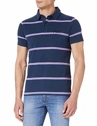 Mens M1110222A Polo Shirt, Varsity Navy Stripe, M