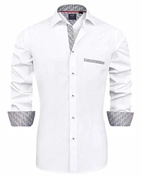 J.VER Herren Hemd Regular Fit Langarm Freizeithemd Businesshemd elastiscer Musterhemd 