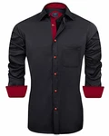 J.VER Herren Hemd Regular Fit Langarm Freizeithemd Businesshemd elastiscer Musterhemd schwarz