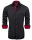 J.Ver Herren Hemd Regular Fit Langarm Herrenhemden Freizeithemd Regular Businesshemd elastiscer Musterhemd, A-schwarz, M