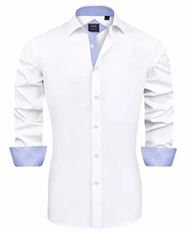 J.VER Herren Hemd Regular Fit Langarm Freizeithemd Businesshemd elastiscer Musterhemd Fliederfarben/Grau