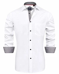 J.VER Herren Hemd Regular Fit Langarm Freizeithemd Businesshemd elastiscer Musterhemd 