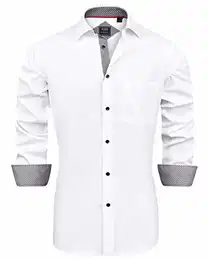 J.Ver Herren Hemd Regular Fit Langarm Herrenhemden Freizeithemd Regular Businesshemd elastiscer Musterhemd, B-weiß, M