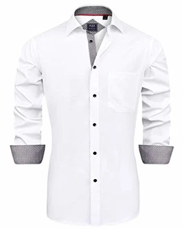J.VER Herren Hemd Regular Fit Langarm Freizeithemd Businesshemd elastiscer Musterhemd