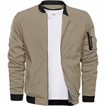 CASIVENT Herren-Bomberjacke mit durchgehendem Reißverschluss und sportlicher Passform khaki