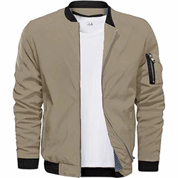 CASIVENT Herren-Bomberjacke mit durchgehendem Reißverschluss und sportlicher Passform khaki