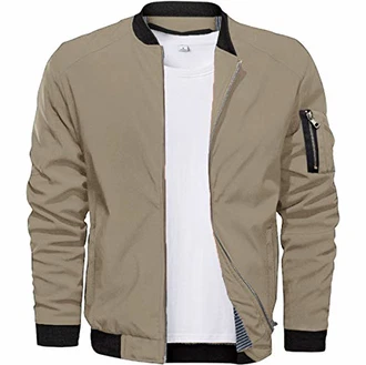 CASIVENT Herren-Bomberjacke mit durchgehendem Reißverschluss und sportlicher Passform khaki