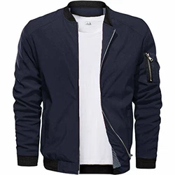 CASIVENT Herren-Bomberjacke mit durchgehendem Reißverschluss und sportlicher Passform navy