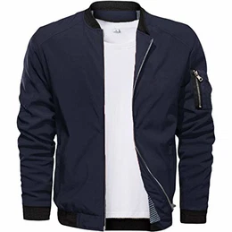 Herren-Bomberjacke mit durchgehendem Reißverschluss und sportlicher Passform, leicht Gr. XL, navy