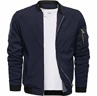 CASIVENT Herren-Bomberjacke mit durchgehendem Reißverschluss und sportlicher Passform