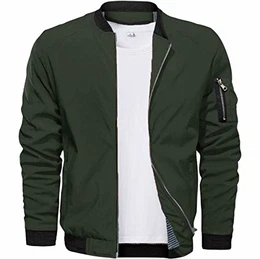 Herren Leichte Winterjacke für Männer Arbeitsjacke Blouson Casual Jacke Militärjacken Stehkragen Bomberjacke Kampfjacke Übergangsjacke Wanderjacke Grün 3XL