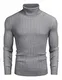 COOFANDY Rollkragenpullover Herren Langarmshirt Feinstrick Sweater Pullover mit Rollkragen Grau S