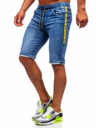 Herren Jeans Shorts Denim Shorts Kurze Hosen Bermudas Sporthose Freizeithose Clubwear Sportswear Casual Style RED Fireball HY652 Dunkelblau M [7G7] [OC]