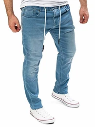 Jogginghose Slim Fit Herren Jeans Mit Gummizug Freizeit Hose Maenner Jogger Man Elastic Erik, Blau (Estate Blue 194027), W36/L32
