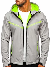 Herren Softshell Jacke Übergangsjacke Funktionsjacke Windbreaker Regenjacke Sportjacke Trainingsjacke Laufjacke Kapuze Outdoor Sportlicher Stil J.Style KS2181 Grau M [4D4]