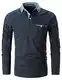 LIUPMWE Poloshirt Herren Langarm Golf T-Shirt Einfarbig Slim Fit Denim Polo Shirts Baumwolle Polohemd,Blau,M