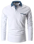 LIUPMWE Herren Poloshirt Langarm Basic Casual Fitness Golf T-Shirt Weiß
