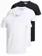 JACK & JONES 3er Pack Herren T-Shirt Basic mit Rundhals einfarbig Slim Fit in weiß schwarz blau grau 12167630 (S, 3er Pack Farb Mix 3)