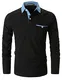 LIUPMWE Poloshirt Herren Langarm Golf T-Shirt Einfarbig Slim Fit Denim Polo Shirts Baumwolle Polohemd,Schwarz,M