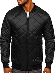 BOLF Herren Bomberjacke Übergangsjacke Stehkragen [1A1] Schwarz (4D4)