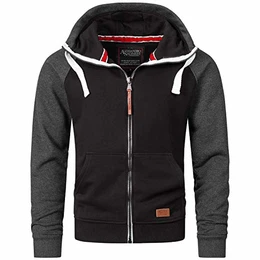 A. Salvarini Herren Sweatjacke Kapuzenpullover Jacke Kapuze Hoodie Sweater AS191 [AS-191-Schwarz-D.Grau-Gr.M]