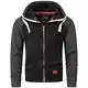 A. Salvarini Herren Sweatjacke Kapuzenpullover Jacke Kapuze Hoodie Sweater AS191 [AS-191-Schwarz-D.Grau-Gr.M]