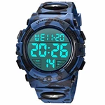 A ALPS Digital Herren Uhren - Sport Outdoor Armbanduhr 5 ATM wasserdichte Uhren mit Wecker/Kalender/Stoppuhr/Stoßfest Schwarz