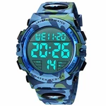 A ALPS Digital Herren Uhren - Sport Outdoor Armbanduhr 5 ATM wasserdichte Uhren mit Wecker/Kalender/Stoppuhr/Stoßfest Grün