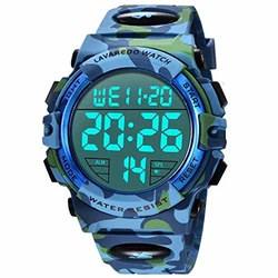 A ALPS Digital Herren Uhren - Sport Outdoor Armbanduhr 5 ATM wasserdichte Uhren mit Wecker/Kalender/Stoppuhr/Stoßfest Grün