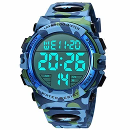 Digital Herren Uhren - Sport Outdoor Armbanduhr 5 ATM wasserdichte Uhren mit Wecker/Kalender/Stoppuhr/Stoßfest