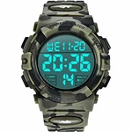 A ALPS Digital Herren Uhren - Sport Outdoor Armbanduhr 5 ATM wasserdichte Uhren mit Wecker/Kalender/Stoppuhr/Stoßfest Schwarz
