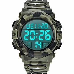 Digital Herren Uhren - Sport Outdoor Armbanduhr 5 ATM wasserdichte Uhren mit Wecker/Kalender/Stoppuhr/Stoßfest