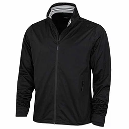 Herren Kragen Details wasserdichte Golfjacke - Schwarz/Schwarz - M
