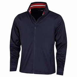 Herren Kragen Details wasserdichte Golfjacke - Marine/Rot - M